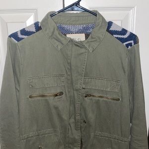Army green jacket with designed back